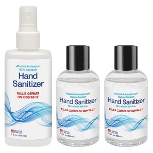 DentaMart 80% Ethyl Alcohol Antiseptic Liquid Hand Sanitizer Spray + 2 Refills (12.2oz)